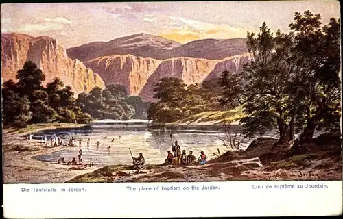 Künstler Ak Perlberg, F., Jordanien, Die Taufstelle im Jordan