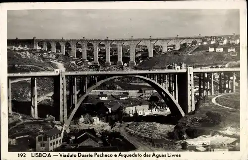 Ak Lissabon Portugal, Viaduto Duarte Pacheco e Arqueduto das Aguas Livres