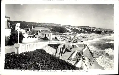 Ak São Pedro de Moel Marinha Grande Portugal, Aspecto de Esplanade e Praia