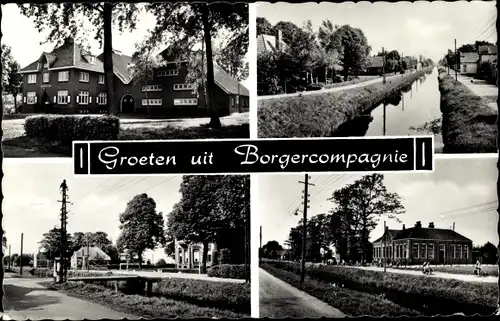Ak Borgercompagnie Groningen, Teilansichten, Kanal, Straßenpartie
