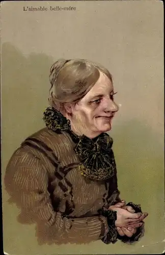 Präge Litho L'Aimable Belle Mère, freundliche Schwiegermutter