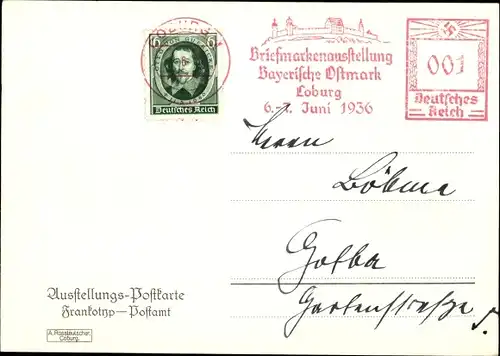 Künstler Ak Lutharat, H., Coburg Bayrische Ostmark, Briefmarken Ausstellung 06-07. Juni 1936