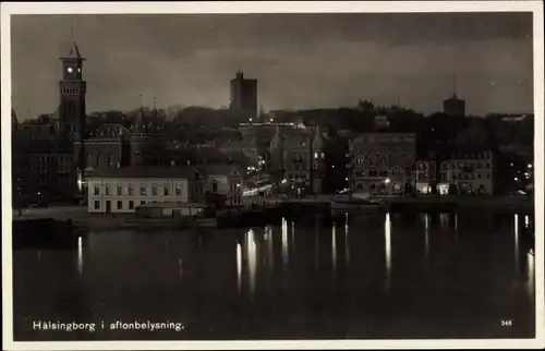 Ak Hälsingborg Helsingborg Schweden, I aftonbelysning