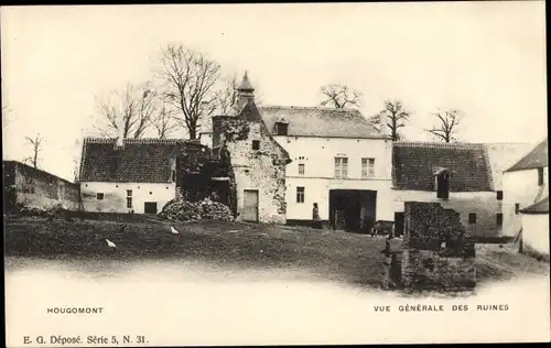 Ak Braine l'Alleud Wallonisch Brabant, Hougoumont, Vue générale des Ruines