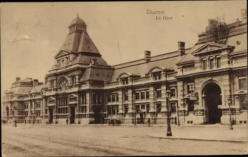 Ak Tournai Wallonien Hennegau, La Gare, Bahnhof