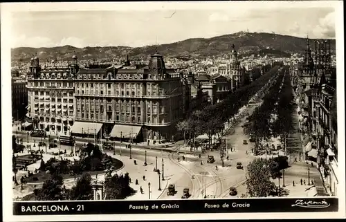 Ak Barcelona Katalonien Spanien, Paseo de Gracia