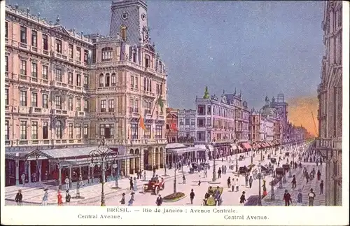 Künstler Ak Rio de Janeiro Brasilien, Avenue Centrale