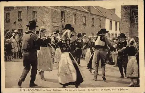 Ak Locronan Finistère, Au Son des Binious, Noce Bretonne, La Gavotte