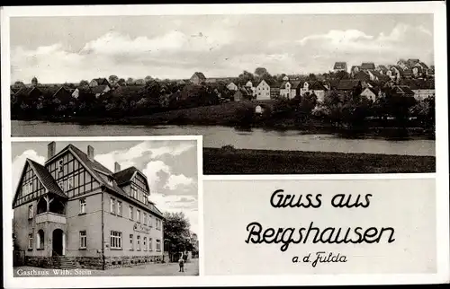 Ak Bergshausen Fuldabrück in Hessen, Panorama, Gasthaus Wilh. Stein