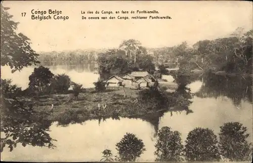 Ak Belgisch Kongo Demokratische Republik Kongo Zaire, La rive du Congo, en face de Ponthierville