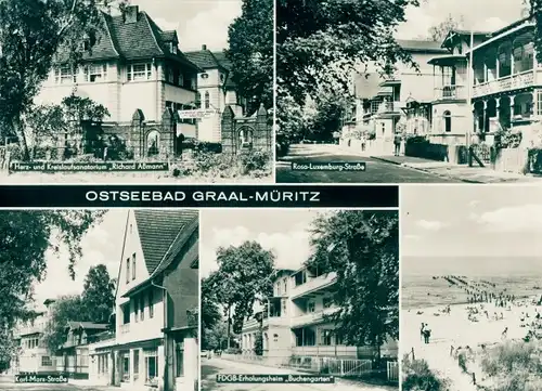 Riesen Ak Ostseebad Graal Müritz, Karl-Marx-Straße, FDGB-Erholungsheim, Sanatorium