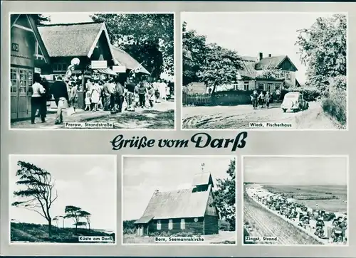 Riesen Ak Prerow Darß Ostsee, Strandstraße, Fischerhaus, Seemannskirche, Zingst, Wieck, Born