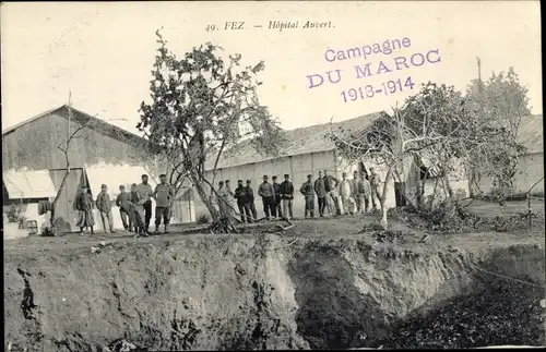 Ak Fès Fez Marokko, Hopital Auvert, Soldaten, Graben