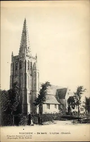 Ak Vinkem Furnes Westflandern, De kerk, L'Église