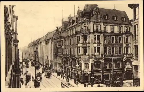 Ak Berlin Mitte, Leipziger Straße, Geschäfte, Straßenbahn