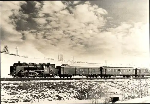 Ak Kaimberg Gera in Thüringen, Baureihe 62, Dampflokomotive 62 015 mit Sonderzug , 31.12.1981
