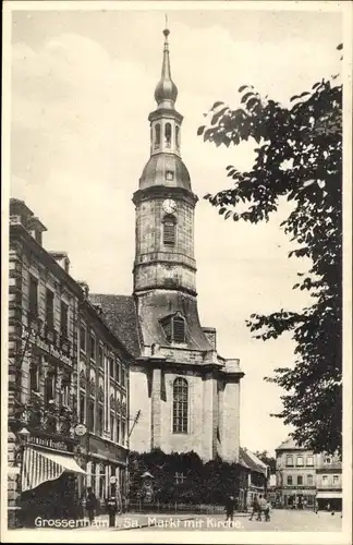 Ak Großenhain in Sachsen, Kirche, Markt