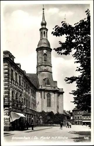 Ak Großenhain in Sachsen, Markt mit Kirche