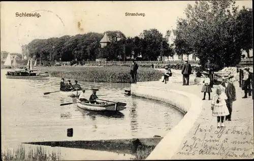 Ak Schleswig an der Schlei, Strandweg, Boote