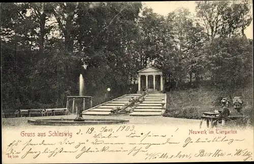 Ak Schleswig an der Schlei, Neuwerk im Tiergarten, Brunnen