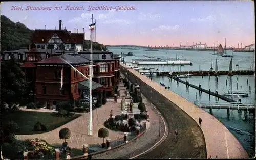 Ak Kiel, Strandweg m. Kaiserl. Yachtklubgebäude