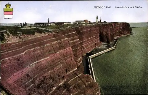 Ak Helgoland, Westküste nach Süden, Wappen