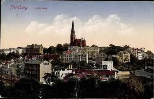 Ak Jürgensby Flensburg in Schleswig Holstein, Kirche, Teilansicht