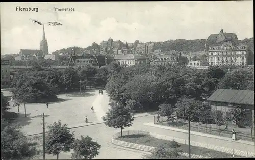 Ak Flensburg in Schleswig Holstein, Blick auf die Promenade