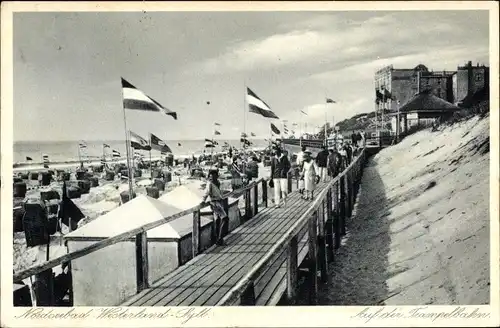 Ak Westerland auf Sylt, Auf der Trampelbahn, Strand