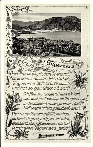 Ak Tegernsee in Oberbayern, Gesamtansicht, Gedicht