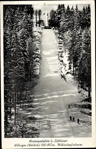 Ak Willingen im Upland Waldeck Hessen, Mühlenkopfschanze, Winter