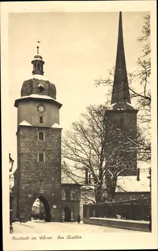 Ak Arnstadt in Thüringen, Am Riedtor im Winter