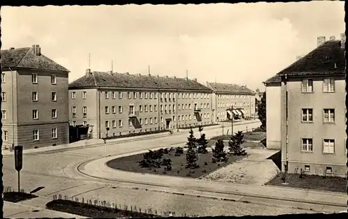 Ak Guben in der Niederlausitz, Blick auf die Helmut Just Straße, Wohngegend