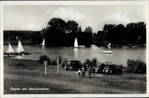 Ak Goyatz Schwielochsee in der Niederlausitz, Segelboote