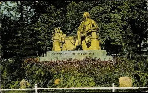 Ak Neuruppin in Brandenburg, Fontane-Denkmal