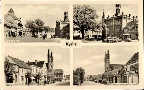 Ak Kyritz in der Prignitz, Platz der Einheit, Sebastian Bach Straße, Rathaus