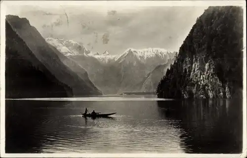 Ak Königssee Oberbayern, Berge, Boot