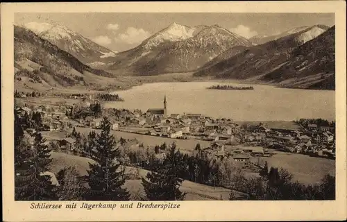 Ak Schliersee in Oberbayern, Jägerkamp und Brecherspitze, Panorama