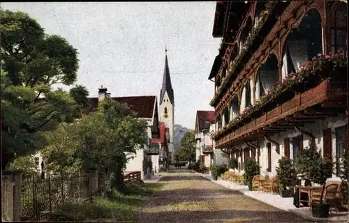 Ak Oberstdorf im Oberallgäu, Kirchstraße mit Löwen-Dependance