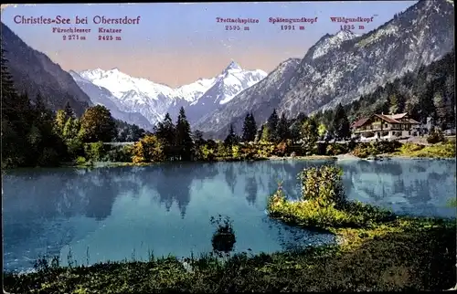 Ak Oberstdorf im Oberallgäu, Chistles-See, Blick auf Spätengrundkopf, Trettachspitze, Wildgrundkopf