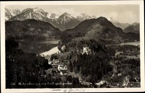 Ak Hohenschwangau Schwangau im Ostallgäu, Schloss Hohenschwangau, von der Jugend gesehen