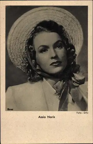 Ak Schauspielerin Assia Noris, Portrait mit Hut