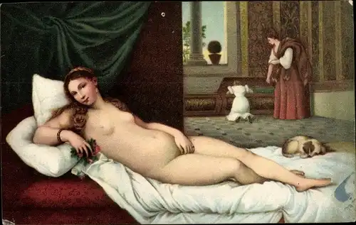 Künstler Ak Tizian, Venere Coricata, liegender Frauenakt, Stengel 29834