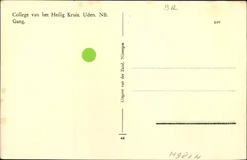 Ak Uden Nordbrabant, College van het Heilig Kruis, Gang