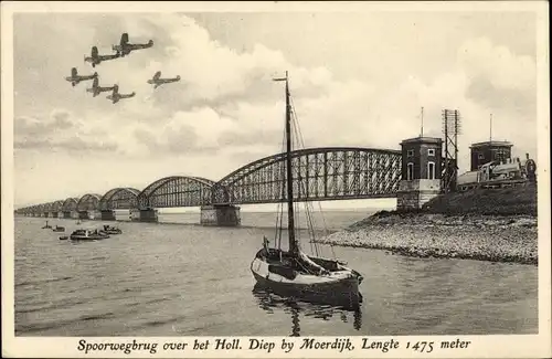 Ak Moerdijk Nordbrabant Niederlande, Spoorwegbrug over het Holl. Diep