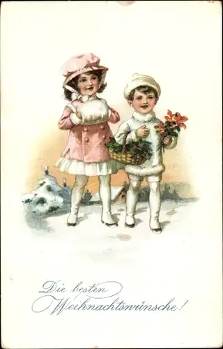 Ak Glückwunsch Weihnachten, Kinder, Tannenbaum, Tannenzweige