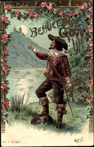Litho Behüt dich Gott, Trompeter von Säckingen, Rosen