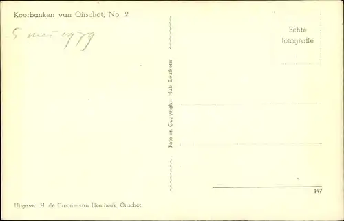 Ak Oirschot Nordbrabant, Koorbanken