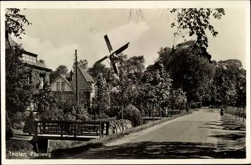 Ak Tholen Zeeland Niederlande, Postweg, Windmühle