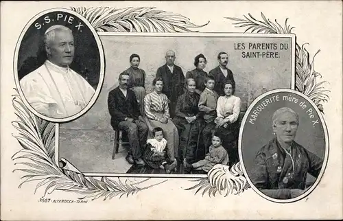 Ak Papst Pius X., Giuseppe Melchiorre Sarto, Mutter Marguerite, Eltern